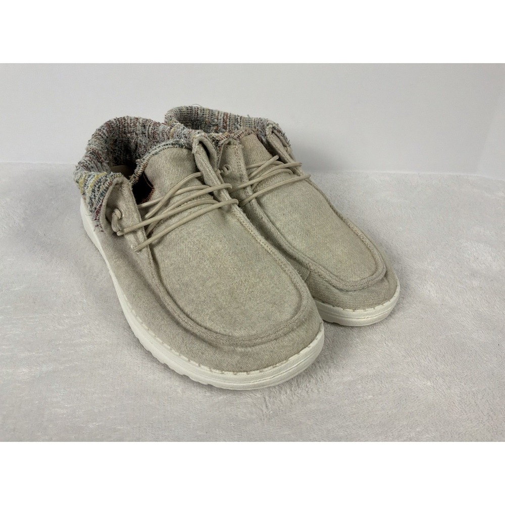 Hey Dude Women's Slip On Loafers Beige Knit Collar Comfort Casual Shoes - Picture 1 of 9